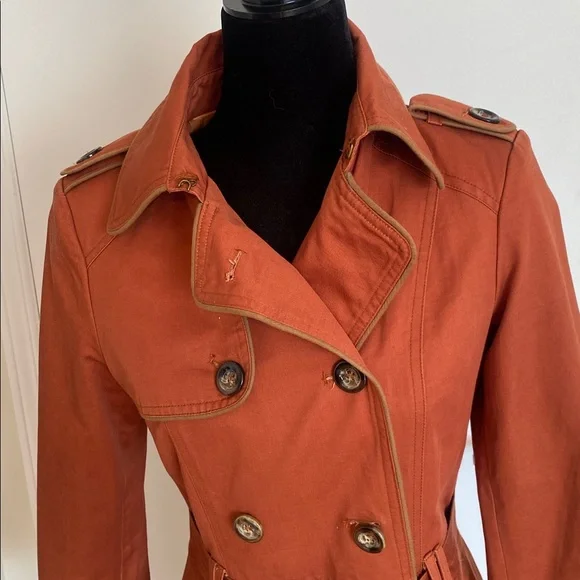 Pink Martini Terracotta belted Trench Coat Size X-Small will fit Small to Medium - Picture 4 of 17